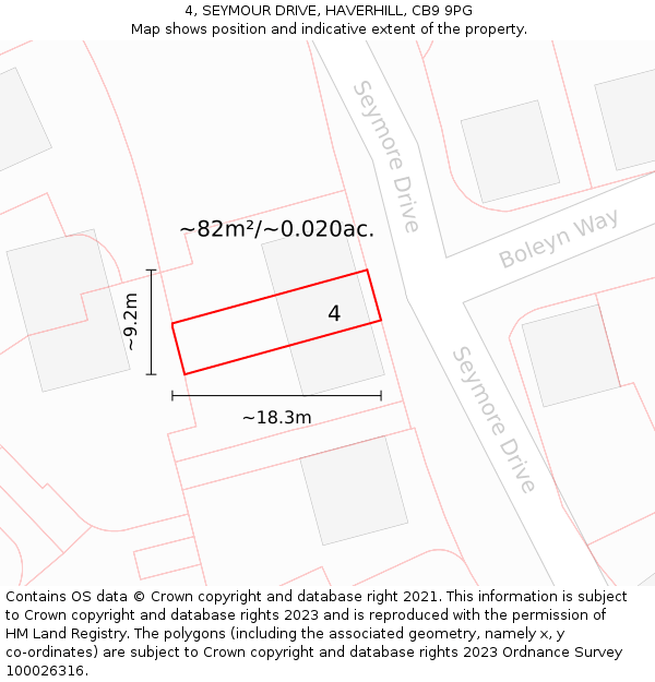 4, SEYMOUR DRIVE, HAVERHILL, CB9 9PG: Plot and title map