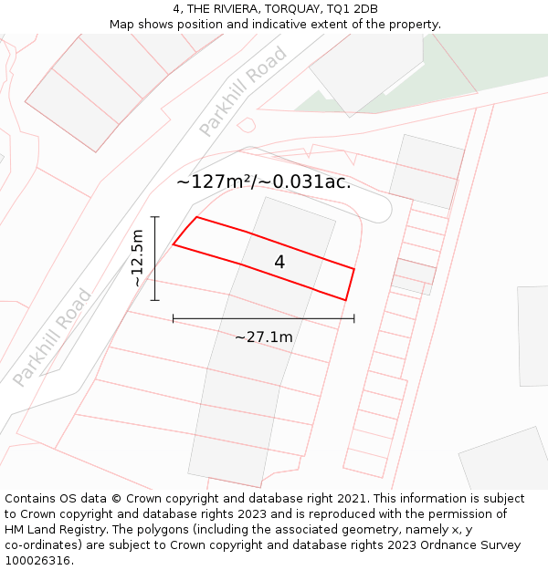 4, THE RIVIERA, TORQUAY, TQ1 2DB: Plot and title map