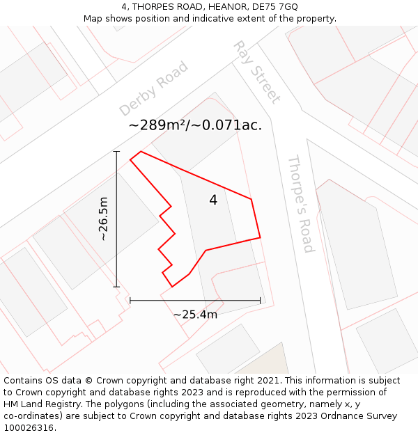 4, THORPES ROAD, HEANOR, DE75 7GQ: Plot and title map