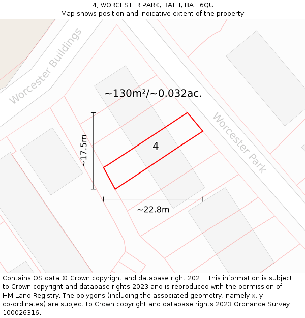 4, WORCESTER PARK, BATH, BA1 6QU: Plot and title map