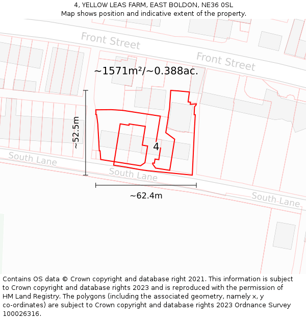 4, YELLOW LEAS FARM, EAST BOLDON, NE36 0SL: Plot and title map