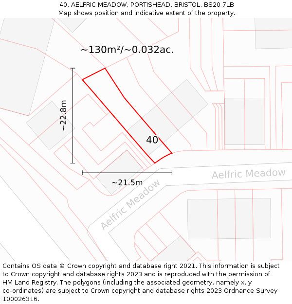40, AELFRIC MEADOW, PORTISHEAD, BRISTOL, BS20 7LB: Plot and title map
