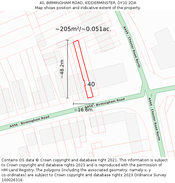 40, BIRMINGHAM ROAD, KIDDERMINSTER, DY10 2DA: Plot and title map
