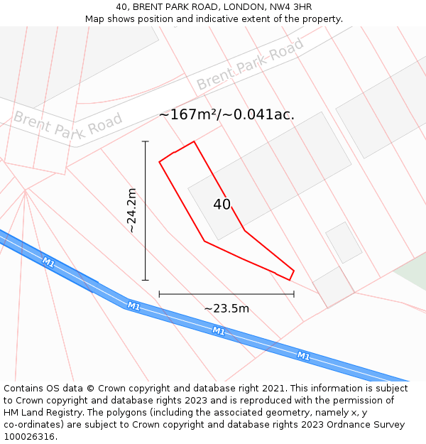 40, BRENT PARK ROAD, LONDON, NW4 3HR: Plot and title map