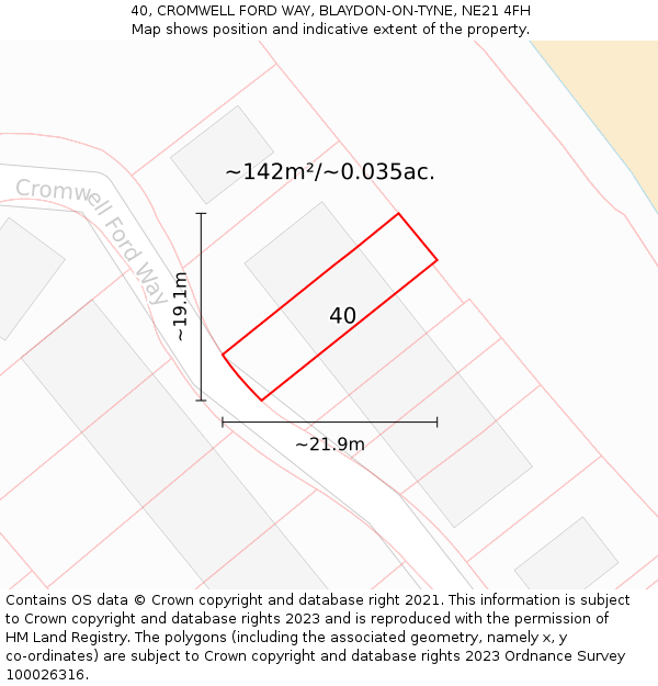 40, CROMWELL FORD WAY, BLAYDON-ON-TYNE, NE21 4FH: Plot and title map
