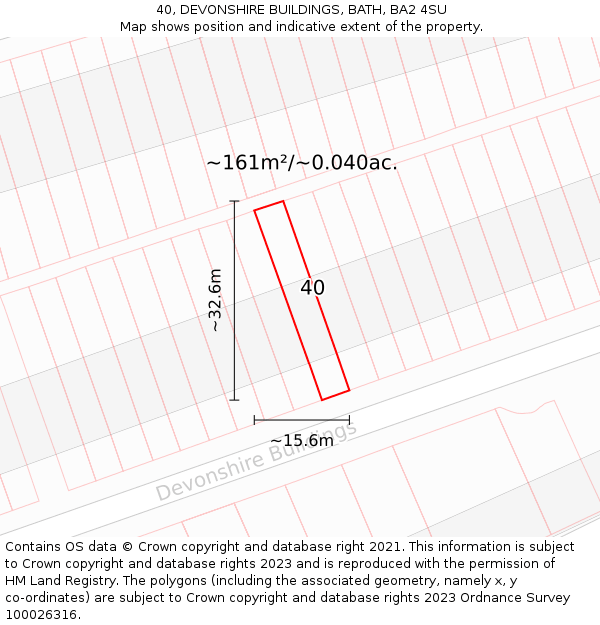 40, DEVONSHIRE BUILDINGS, BATH, BA2 4SU: Plot and title map