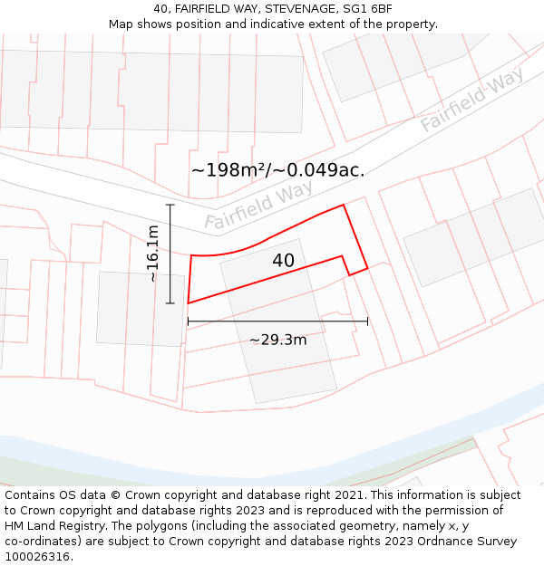 40, FAIRFIELD WAY, STEVENAGE, SG1 6BF: Plot and title map