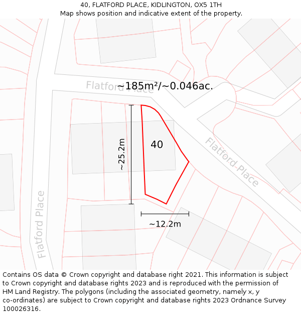 40, FLATFORD PLACE, KIDLINGTON, OX5 1TH: Plot and title map