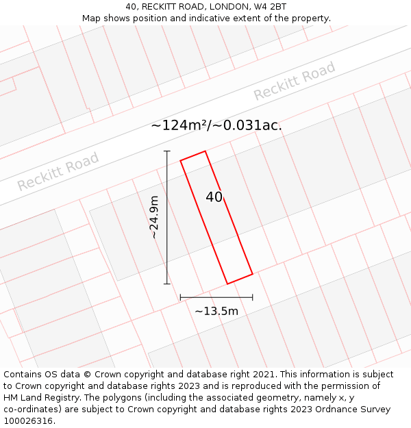 40, RECKITT ROAD, LONDON, W4 2BT: Plot and title map