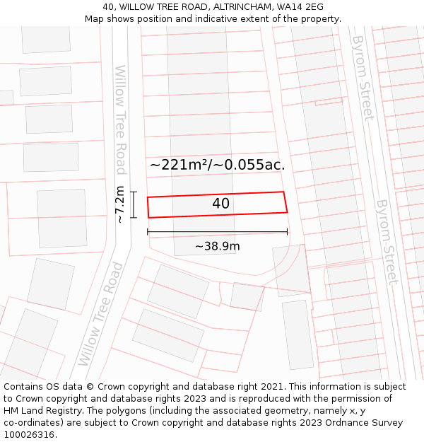 40, WILLOW TREE ROAD, ALTRINCHAM, WA14 2EG: Plot and title map