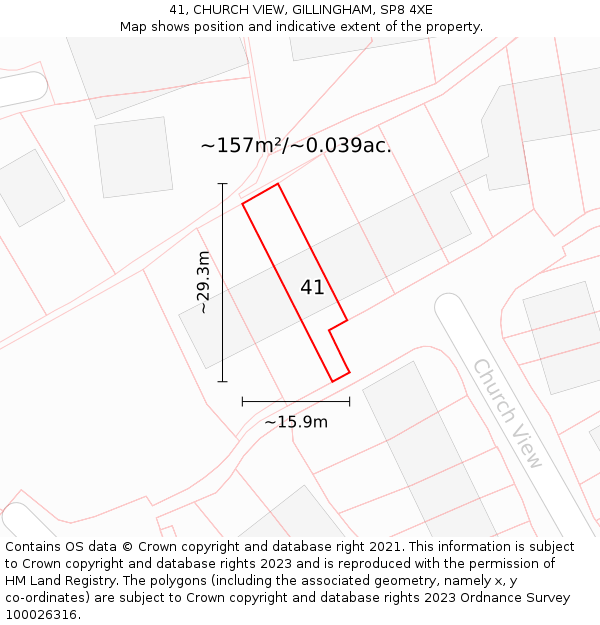 41, CHURCH VIEW, GILLINGHAM, SP8 4XE: Plot and title map