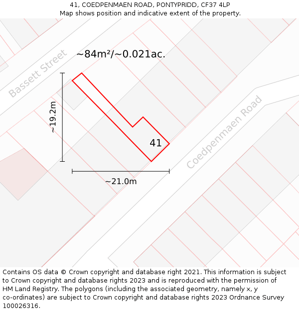 41, COEDPENMAEN ROAD, PONTYPRIDD, CF37 4LP: Plot and title map
