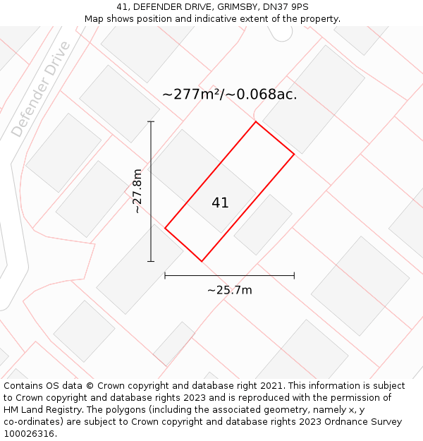 41, DEFENDER DRIVE, GRIMSBY, DN37 9PS: Plot and title map