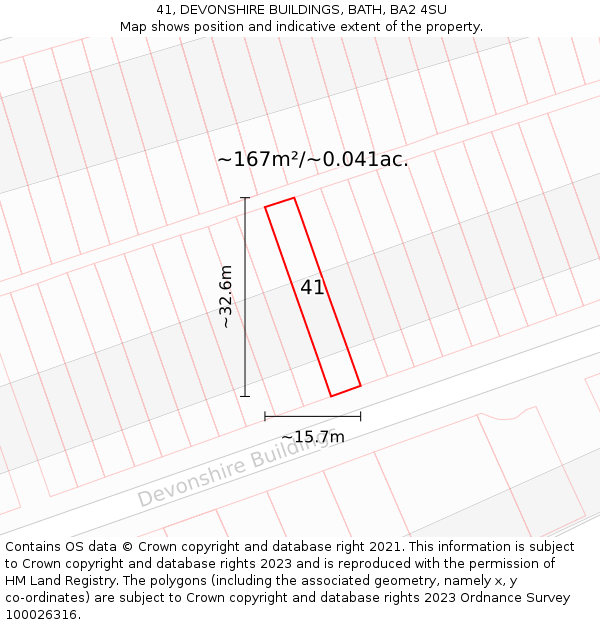 41, DEVONSHIRE BUILDINGS, BATH, BA2 4SU: Plot and title map