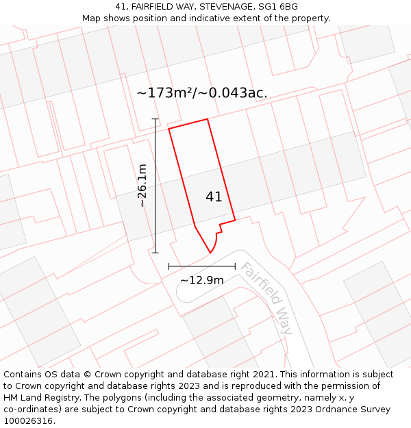 41, FAIRFIELD WAY, STEVENAGE, SG1 6BG: Plot and title map