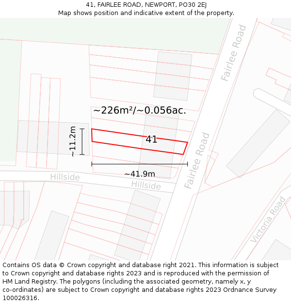 41, FAIRLEE ROAD, NEWPORT, PO30 2EJ: Plot and title map