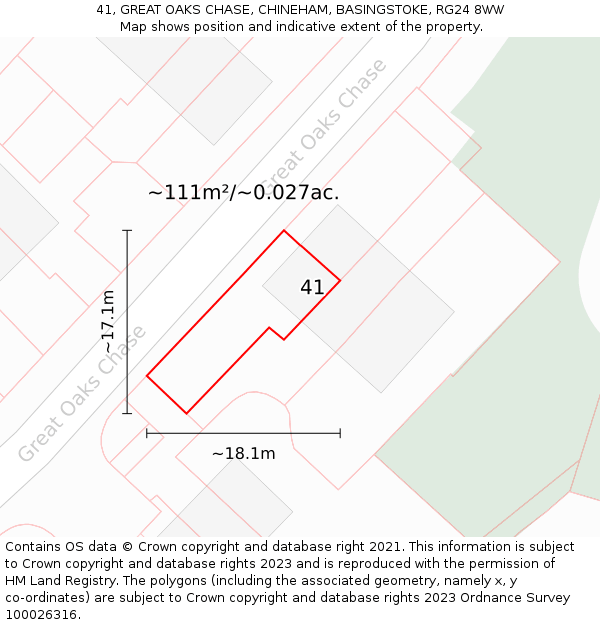41, GREAT OAKS CHASE, CHINEHAM, BASINGSTOKE, RG24 8WW: Plot and title map