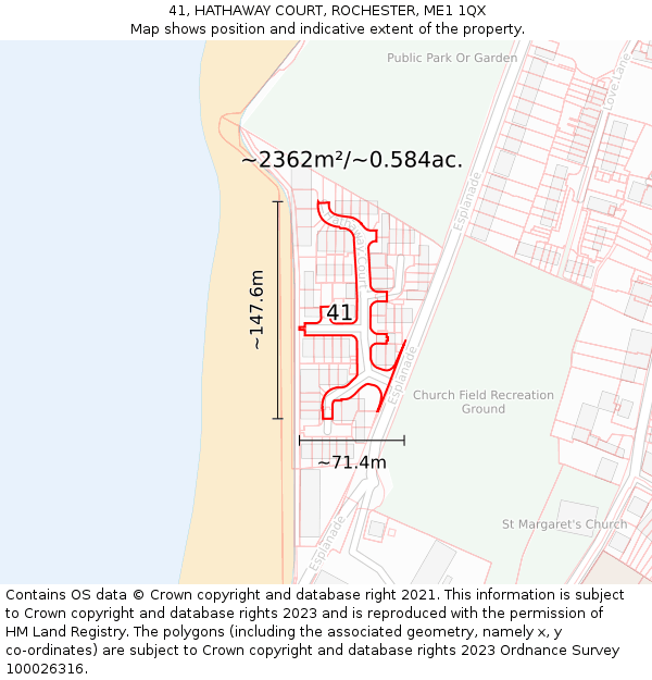 41, HATHAWAY COURT, ROCHESTER, ME1 1QX: Plot and title map