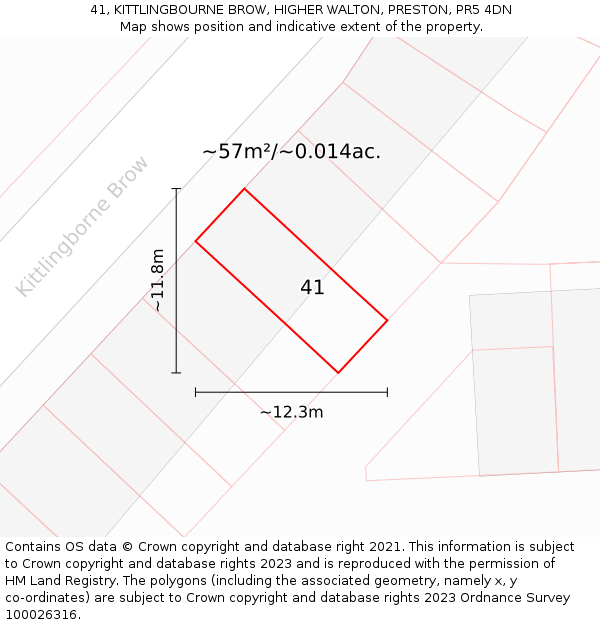 41, KITTLINGBOURNE BROW, HIGHER WALTON, PRESTON, PR5 4DN: Plot and title map