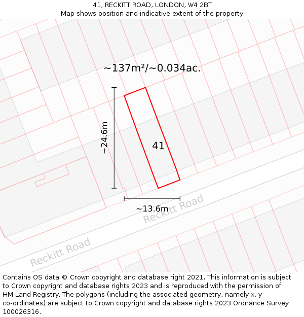 41, RECKITT ROAD, LONDON, W4 2BT: Plot and title map