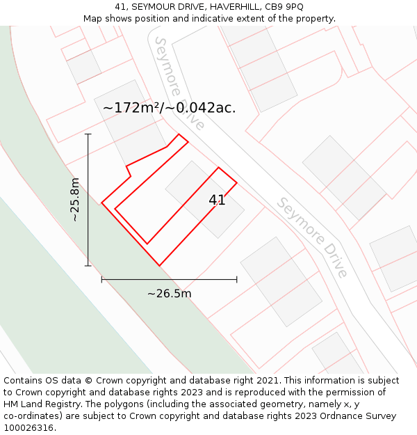 41, SEYMOUR DRIVE, HAVERHILL, CB9 9PQ: Plot and title map