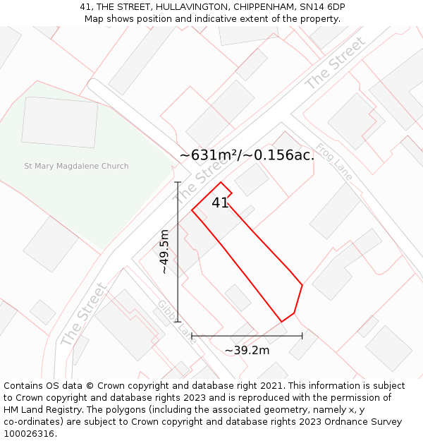 41, THE STREET, HULLAVINGTON, CHIPPENHAM, SN14 6DP: Plot and title map