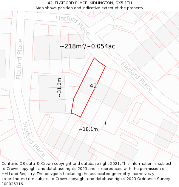 42, FLATFORD PLACE, KIDLINGTON, OX5 1TH: Plot and title map