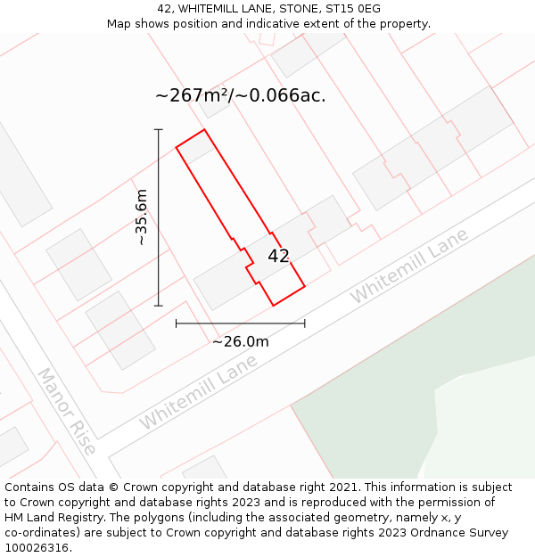42, WHITEMILL LANE, STONE, ST15 0EG: Plot and title map