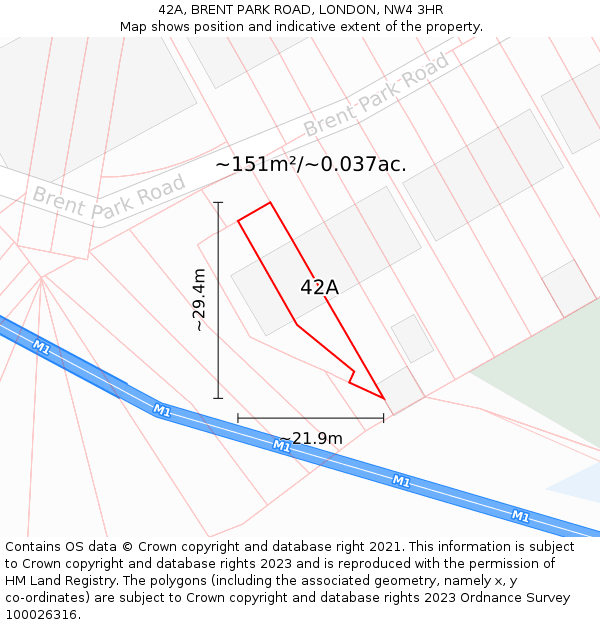 42A, BRENT PARK ROAD, LONDON, NW4 3HR: Plot and title map