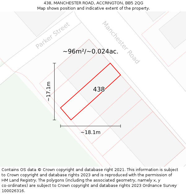 438, MANCHESTER ROAD, ACCRINGTON, BB5 2QG: Plot and title map