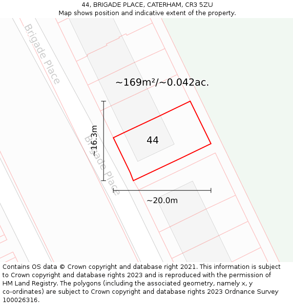 44, BRIGADE PLACE, CATERHAM, CR3 5ZU: Plot and title map