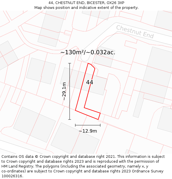 44, CHESTNUT END, BICESTER, OX26 3XP: Plot and title map