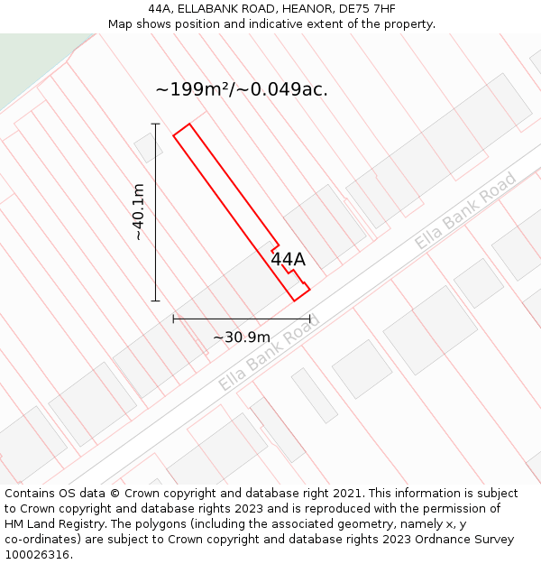 44A, ELLABANK ROAD, HEANOR, DE75 7HF: Plot and title map