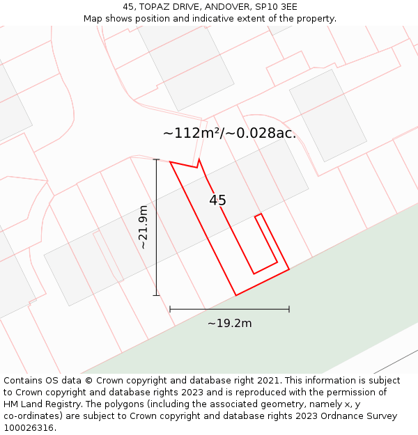 45, TOPAZ DRIVE, ANDOVER, SP10 3EE: Plot and title map