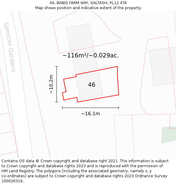 46, BABIS FARM WAY, SALTASH, PL12 4TA: Plot and title map