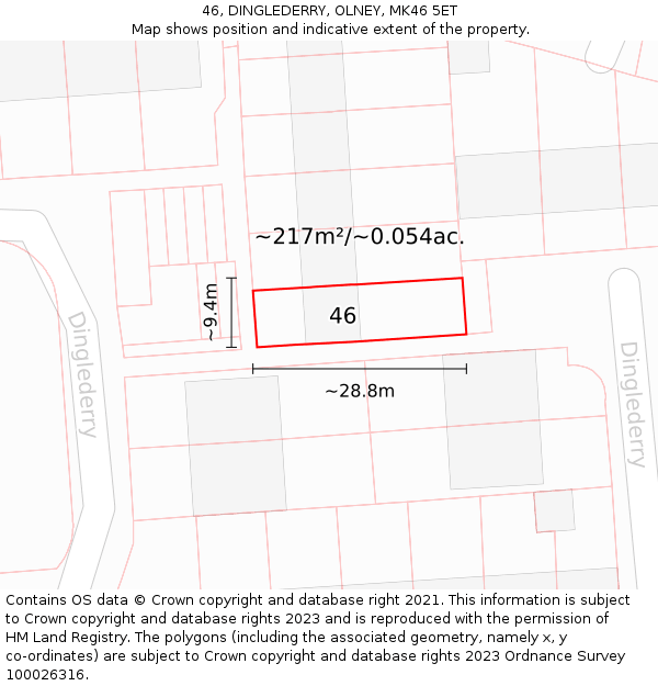 46, DINGLEDERRY, OLNEY, MK46 5ET: Plot and title map