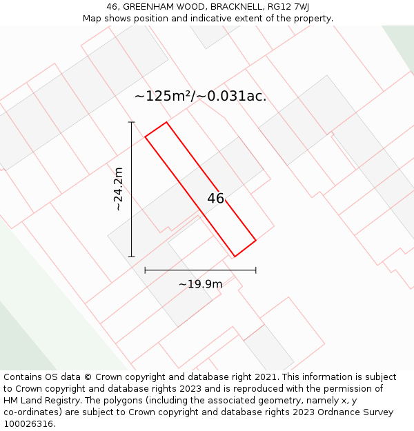 46, GREENHAM WOOD, BRACKNELL, RG12 7WJ: Plot and title map