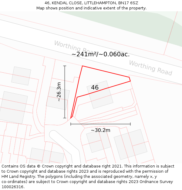 46, KENDAL CLOSE, LITTLEHAMPTON, BN17 6SZ: Plot and title map