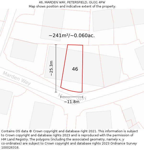 46, MARDEN WAY, PETERSFIELD, GU31 4PW: Plot and title map