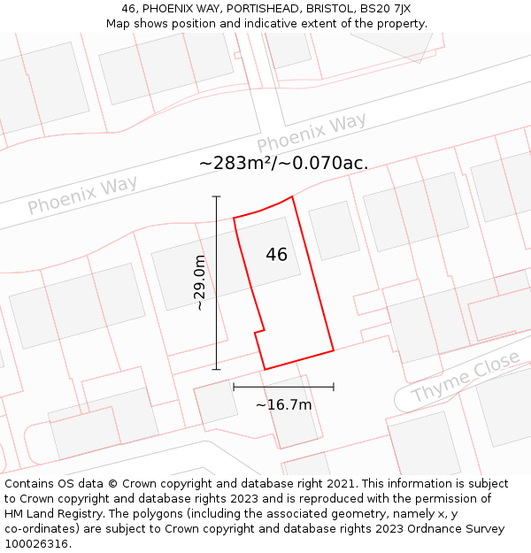 46, PHOENIX WAY, PORTISHEAD, BRISTOL, BS20 7JX: Plot and title map