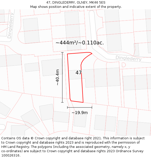 47, DINGLEDERRY, OLNEY, MK46 5ES: Plot and title map
