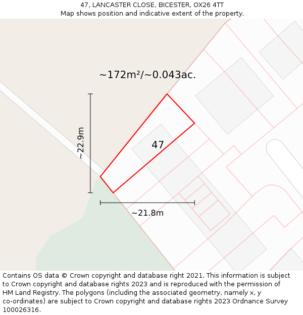 47, LANCASTER CLOSE, BICESTER, OX26 4TT: Plot and title map