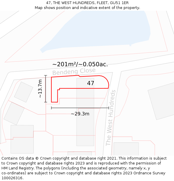 47, THE WEST HUNDREDS, FLEET, GU51 1ER: Plot and title map