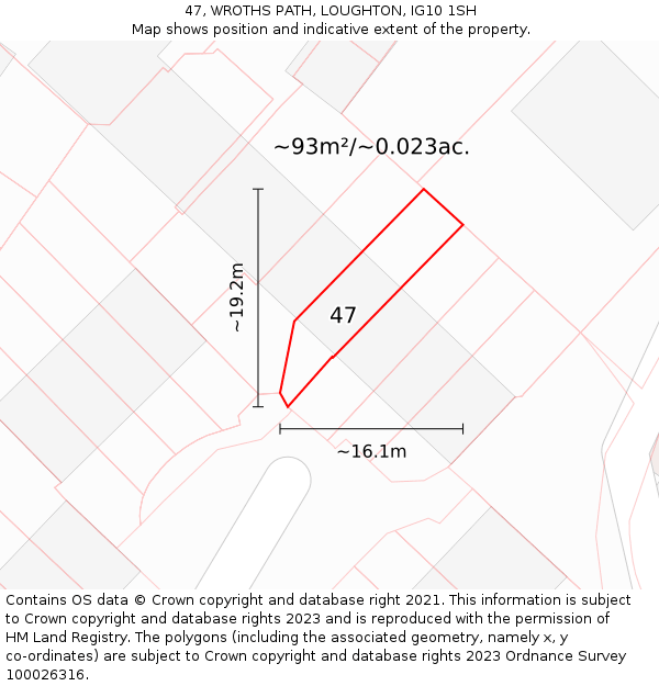 47, WROTHS PATH, LOUGHTON, IG10 1SH: Plot and title map