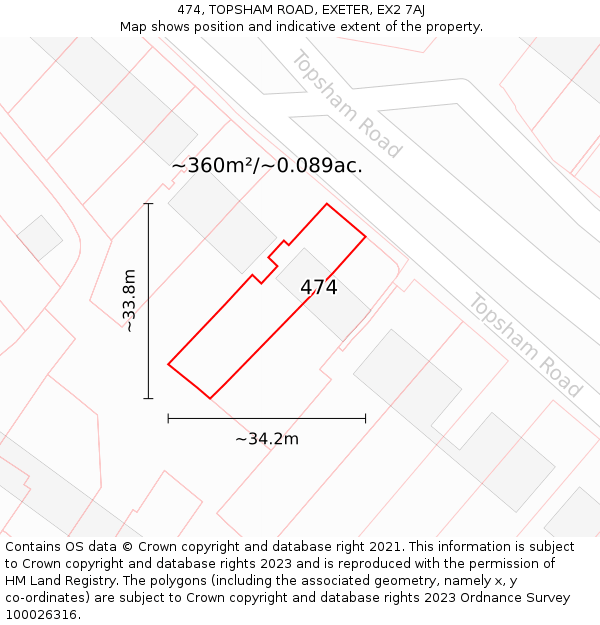 474, TOPSHAM ROAD, EXETER, EX2 7AJ: Plot and title map