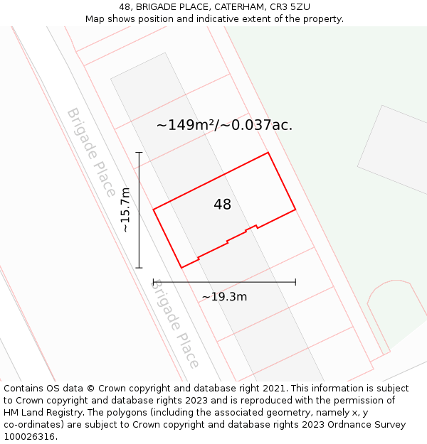 48, BRIGADE PLACE, CATERHAM, CR3 5ZU: Plot and title map