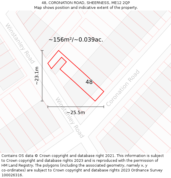 48, CORONATION ROAD, SHEERNESS, ME12 2QP: Plot and title map