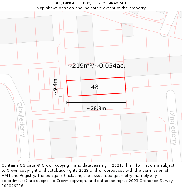48, DINGLEDERRY, OLNEY, MK46 5ET: Plot and title map