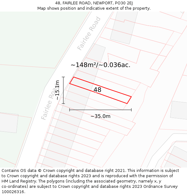 48, FAIRLEE ROAD, NEWPORT, PO30 2EJ: Plot and title map