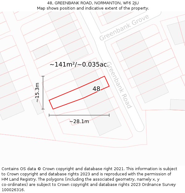 48, GREENBANK ROAD, NORMANTON, WF6 2JU: Plot and title map